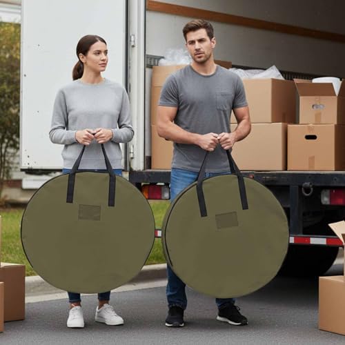 36 Inch Round Storage Bag 2 Pack,Dark Brown Solid Color Waterproof Wreath Storage Container with Handles&Zipper Simple Art Closet Organizer Bags Garland Box by Unknown