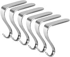 Christmas Stocking Holders for Mantle Set of 6, Metal Fireplace Stocking Hangers, Anti-rust Non-slip Non-tarnish Mantel Hooks Grips Set for Garland, Windowsill, Party, Christmas Decorations, Silver by Minetom