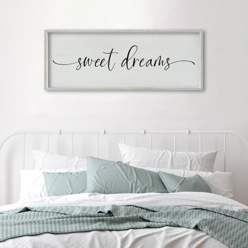 SRSZHIYUE Bedroom Above Bed Wall Decor Minimalist Sweet Dreams Sign 40''×15'' Large Romantic Modern Farmhouse Plaque Master Bedroom Guest Room Couples Wall Hanging Decoration?White? - Image 7