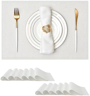 Leetaltree Woven Vinyl Placemats Set of 12, White Sequin by Leetaltree-ArtatEveryTable