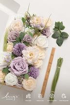 Ling's moment Fake Flowers Box, Lavender & Cream Deluxe Combo - Image 5