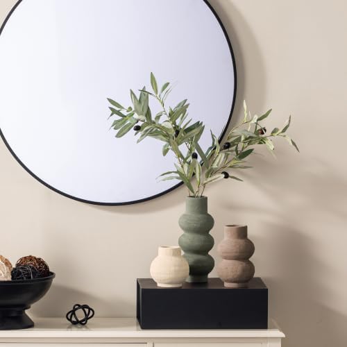 Ceramic Vase Home Table Decor - Flower Vase Set of 3 Living Room Kitchen Decorations Farmhouse Modern Rustic Vases Decorative Centerpiece for Shelf Bedroom Office Bathroom Dining Coffee Desk - Image 2