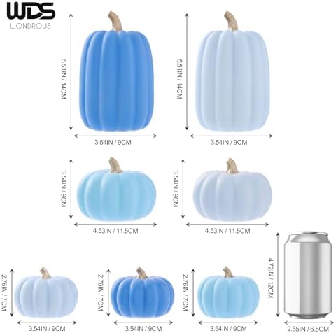 WDS WONDROUS Fall Pumpkin Decor Set of 7, Artificial Fake Pumpkins for Home - Image 3