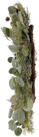 Vickerman 22" Artificial Winter Cedar, Pinecone, Eucalyptus, and Brown Jingle Bell Wreath - Image 4