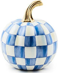 MACKENZIE-CHILDS Resin Pumpkin, Mini, Blue-and-White Royal Check by Unknown