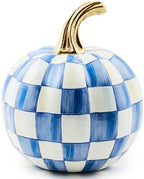 MACKENZIE-CHILDS Resin Pumpkin, Mini, Blue-and-White Royal Check by Unknown