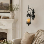Rustic Antique Gothic Glass Candle Sconce for Fireplace - Image 2
