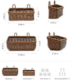 AceList Wall Hanging Basket, Boho Style Hand-Woven Hanging Storage Baskets - Set of 2, Ideal for Boho Room Decor, Kitchen, Garden, and Living Room(Brown) - Image 2