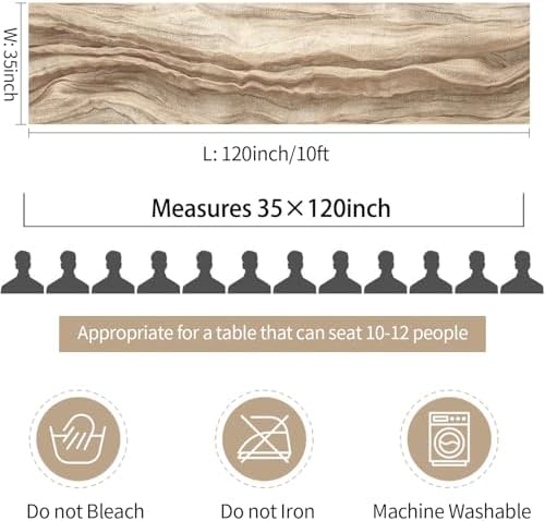10 Packs Nude Cheesecloth Table Runner 35x120 inch, Boho 10ft Light Brown Cheese Cloth Table Runner Gauze Rustic Table Cloth for Bridal Shower Wedding Birthday Party Holiday Decor - Image 6