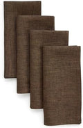 Solino Home 100% Linen Napkins Brown Textured, Athena 20 x 20 in, Set of 4 by SolinoHome
