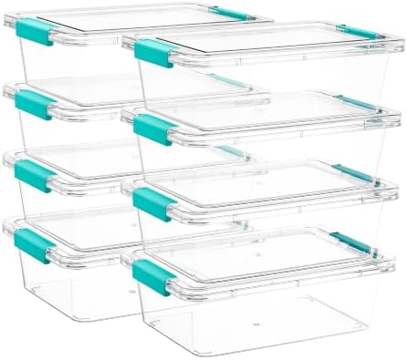 Vtopmart 8 Pack 3 Qt Clear Storage Bins with Lids for Building Blocks，Craft by Vtopmart