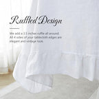 Linen World Ruffle Linen Tablecloth,100% French Linen White Tablecloth 90" x 60" Inch,Washable Rectangular Tablecloth for Dining,Outdoor,Weddings and Restaurants,Decorative Thanksgiving Christmas - Image 3