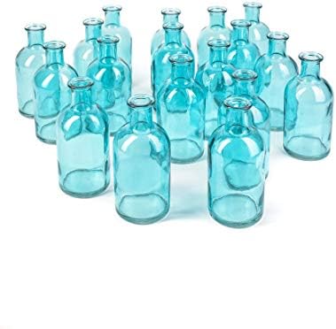 Bud Vases, Apothecary Jars, Decorative Glass Bottles, Centerpiece for Wedding Reception, Elegant Antique Decoration, Mini Flower Vases, Small Medicine Bottles for Home Decor (Blue, Set of 48) by SereneSpacesLiving
