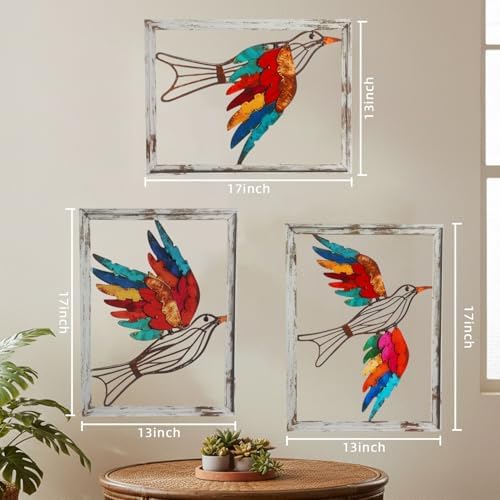 Newinhome Boho Metal Wall Art Birds,Wall Decor Colorful Bird 3 Pieces - Image 3