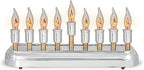 Contemporary Electric Hanukkah Menorah Stainless Steel Hanukkiah with Flickering Bulbs Horizontal Electronic Minorah for Chanukah Flameless Candles or Hanukkah Lights Decorations - Image 6