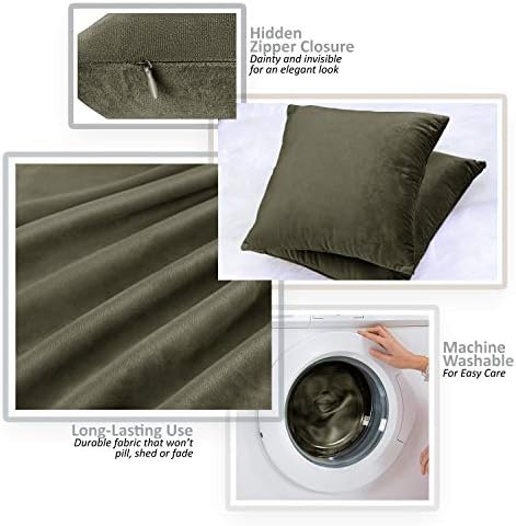 Nestl Throw Euro Pillow Covers, Cozy Velvet Decorative Pillow Covers 26x26 Inches, Soft Solid Couch Pillow Case for Sofa, Bed and Car, Set of 4 - Khaki - Image 2
