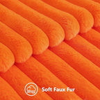 decorUhome Fall Faux Fur Throw Pillow Covers 26x26 Set of 2 Orange - Image 2