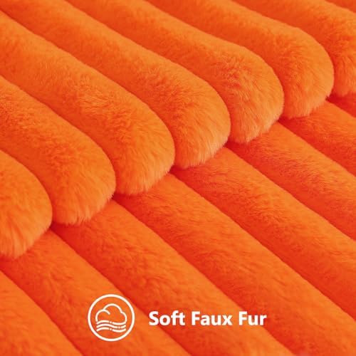 decorUhome Fall Faux Fur Throw Pillow Covers 26x26 Set of 2 Orange - Image 2