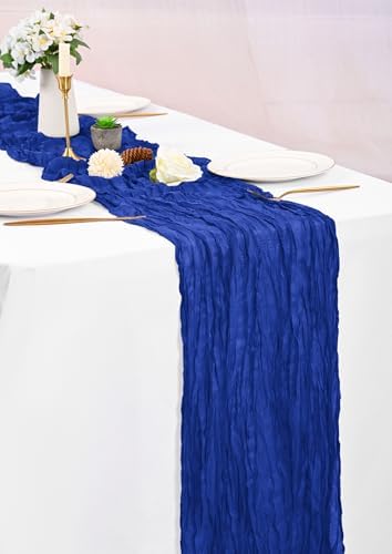 16 Pack Royal Blue Table Runners 10FT Cheesecloth Table Runner Boho Gauze Table Runner Long Rustic Sheer Fabric Table Runners for Wedding Party Bridal Shower Farmhouse & Home Decor - Image 6