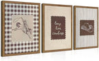 Western Wall Art Set of 3, Vintage Long Live Cowboy Canvas Wall Decor Paintings, Retro Striped Southwestern Artwork Prints Pictures for Nursery Bedroom Living Room 16x24 Inch Wood Framed by Unknown