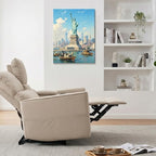 Patriotic Statue of Liberty Canvas Wall Art 4th of July New York Harbor Oil Painting USA Flag Vintage NYC Skyline Wall Decor Independence Day American Home Decor 16x24in - Image 3
