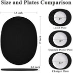 Oval Woven Cotton Placemats Set of 6, Thick Braided Rope Table Mats, 17 x 13 Inches Large Non Slip Heat Resistant Place Mats for Dining Table, Farmhouse Boho Hot Pads for Kitchen Decor (6, Black) - Image 2