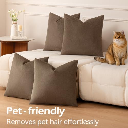 a moment Waterproof Throw Pillow Covers Set of 4,18x18 Inch Outdoor Stain Resistant Pet Friendly Pillowcases Cushion Covers for Patio Sofa and Living Room,Mushroom Brown - Image 6
