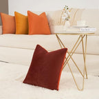 MONDAY MOOSE Decorative Throw Pillow Covers Cushion Cases, Set of 4 Soft Velvet Modern Double-Sided Designs, Mix and Match for Home Decor, Pillow Inserts Not Included (22x22 inch, Orange/Brown) - Image 6