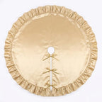 Velvet Christmas Tree Skirt, 60 Inches, Bow Style, Khaki - Image 2