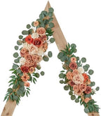 Ting's time Wedding Arch Flowers Pack of 2 Artificial Silk Large Flower Swag Welcome Sign Floral Swag Reception Backdrop Floral Decor for Fall Wedding Party Ceremony (Burnt Orange) - Image 6