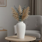 White Ceramic Vase for Centerpiece - 11 Inch Large Modern Boho Vase for Pampas Grass, Minimalist Decorative Flower Vases for Home Decor, Kitchen, Entryway, Mantel, Wedding Decor - Image 4