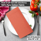 Urban Villa Cloth Napkins 100% Cotton Highly Absorbent Washable Durable Reusable Premium Dinner Napkins Ideal for Gifts for Mothers Day Hotel Farmhouse Parties - Pumpkin (18" x 18", Set of 12) - Image 7
