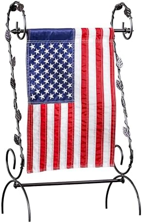 Evergreen Scroll American Garden Flag Stand Leaves Vine | Premium Metal Iron Flag Holder Stand | Fits 12x18 Garden Flags for Outside Deck Patio | Weatherproof Outdoor by EvergreenFlag