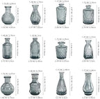 Small Glass Vase Set of 12, Grey Bud Vases for Centerpiece Table Decorations, Boho Vintage Flower Vases in Bulk, Mini Vase Decorative for Wedding Party Baby Shower Birthday Home Decor - Image 7