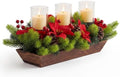 3 Pillar Christmas Table Centerpiece Christmas Candle Holder Artificial Poinsettia with Steel Base Frosted Arrangement for Home Decor by Suttmin