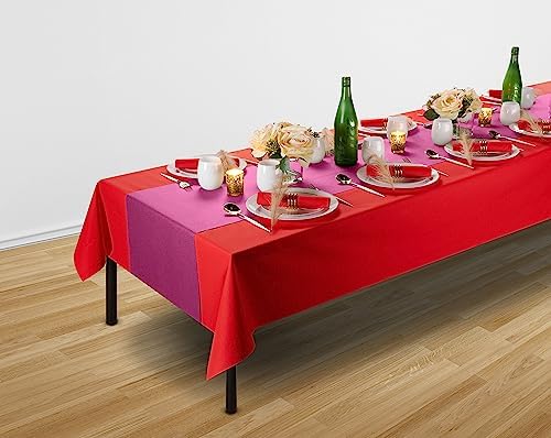 Disposable Table Runner for Dining Table, 16" 20-Pack Linen-Like Fuchsia Paper Table Runners for Party, Wedding Or Event - Image 2
