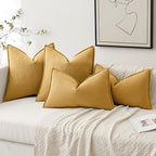 MIULEE Pack of 2 Gold Euro Shams Chenille Pillow Covers 24x24 Inch - Image 4