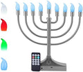 Electric Hanukkah Menorah,RGB Led Menorahs for Chanukah Decoration,Color Changing with Remote Control & Push-Button to Choose The Day and Timer Options Battery/USB Powered,Silver by NbHnJs
