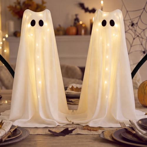 Copkim 2 Pack Lighted Ghost Cat Halloween Ghost Decoration Indoor - Image 6