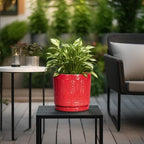 Eightpot Ceramic Plant Pots, 8 Inch Plant Pots Indoor Outdoor, Round Flower Pot with Drainage Hole and Sacuer, Boho Pot for Plants, Decorative Planter, Home Room Bathroom Decor, Garden Gifts, Red - Image 6