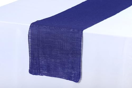 MDS® Pack of 10 Natural Burlap Table Runner, 12 x 72 Inch, Jute Rustic Farmhouse Boho Table Decor for Wedding Reception, Dining Table, Bridal Shower, Baby Shower & Party Decorations - Royal Blue - Image 3