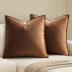 MIULEE Decorative Brown Velvet Euro Sham Throw Pillow Covers 28x28 Inch by MIULEE