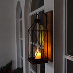 Homemory Wall Candle Sconces Set of 1, Rustic Wood Holders with Glass Decor - Image 4