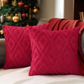 Pallene Fall Red Faux Fur Throw Pillow Covers 26x26 Set of 2 by PALLENE