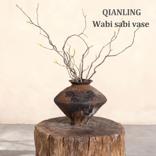 Wabi Sabi Rusty Vintage Vase, 11.4" Tall Wabi Sabi Decor Rustic Farmhouse Pottery Vase for Centerpiece, Textured Pottery Flower Vases for Home Decorative, Table, Living Room (Black Brown, Large) - Image 7