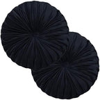 Teieas 2 Pcs Round Throw Pillows Decorative Velvet Pleated Bed Pillows by Teieas