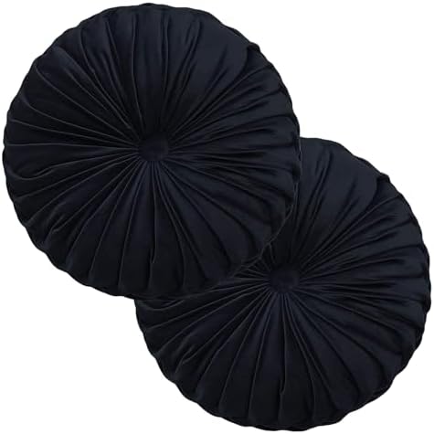 Teieas 2 Pcs Round Throw Pillows Decorative Velvet Pleated Bed Pillows by Teieas