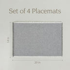 Over&Back Set of 4 Woven Frayed Chambray Placemats - Colorful Dining Table Mat - Hand-Finished Frayed Edges - 100% Cotton - Machine Washable - Kitchen and Home Decor - Grey - 14" L X 20" W - Image 5
