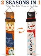 One-Piece Reversible Fall Winter Porch Sign, Outdoor Decorations - Image 2