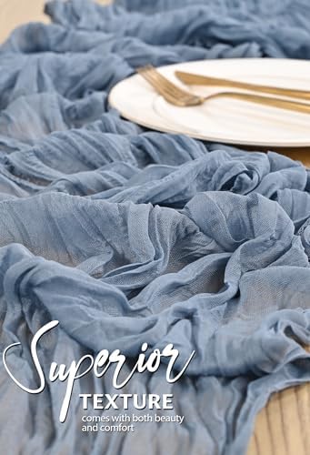 30 Pack Cheesecloth Table Runner 10FT Dusty Blue Table Runner Boho Gauze Cheese Cloth Table Runners Long Rustic Sheer Table Decorations for Wedding Party Baby Bridal Shower Birthday Holiday Home - Image 4
